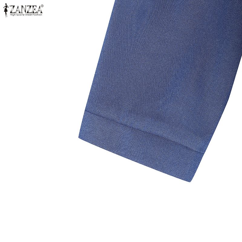 ZANZEA Women Casual Round Neck 3/4 Sleeve Loose Dress