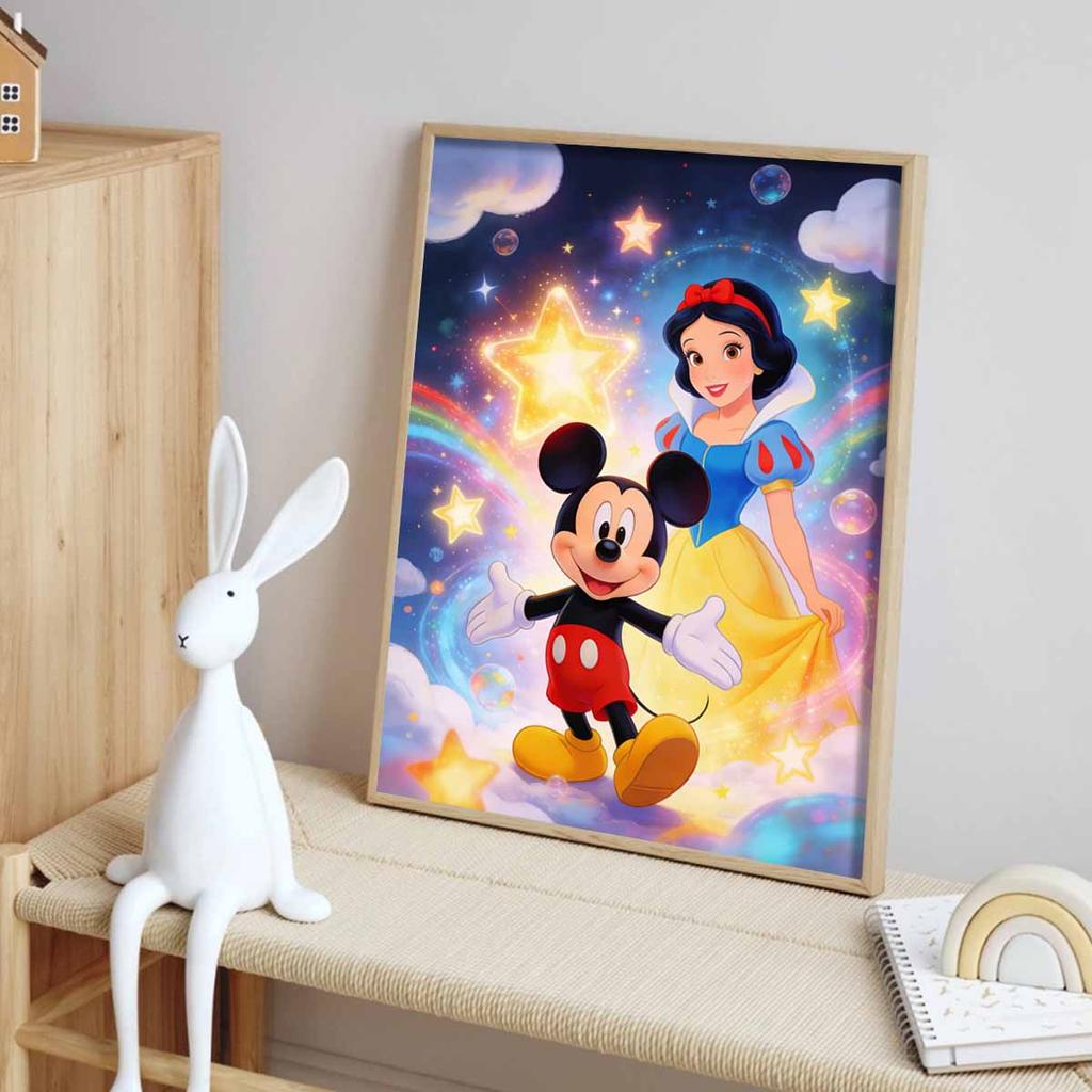 Disney 5D DIY Full Circle Diamond Painting Kit Snow White Mickey Mouse Starry Sky Home Decor Gift