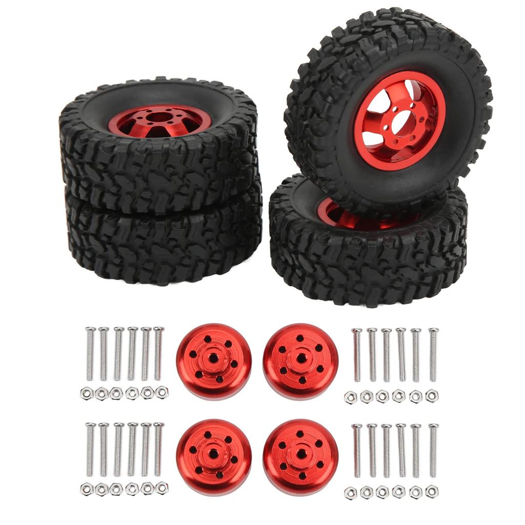 4 Pieces RC Car Tires Wheel Rims Radio Control Tires Rubber Tires Easy to Install for WPL C14 C24 B14 B24 B16 B36 RC Car Modification DIY RC Car DIY