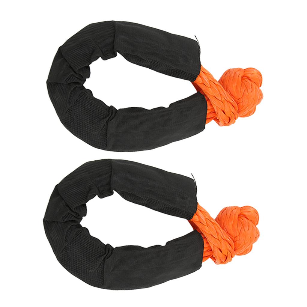2 Pcs 13mm Soft Shackle 44092 Lbs Breaking Force High Tear Resistance Portable Soft Recovery Tow Strap for Truck SUVs