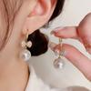 Delicate Fashion Sparkling Micro Inlaid Zircon Bow Pearl Hook Earrings For Women