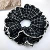 Women's Retro Black Floral Lace and Polka Dot Scrunchie Hair Accessories