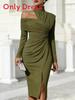 Elegant Spring Casual Off Shoulder Dress With Slit For Womens Party And Date