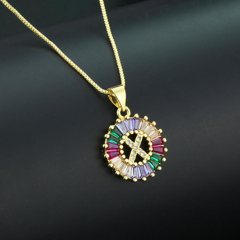 European and American simple 26 letter necklace directly from the manufacturer color zirconium English temperament pendant necklace wholesale