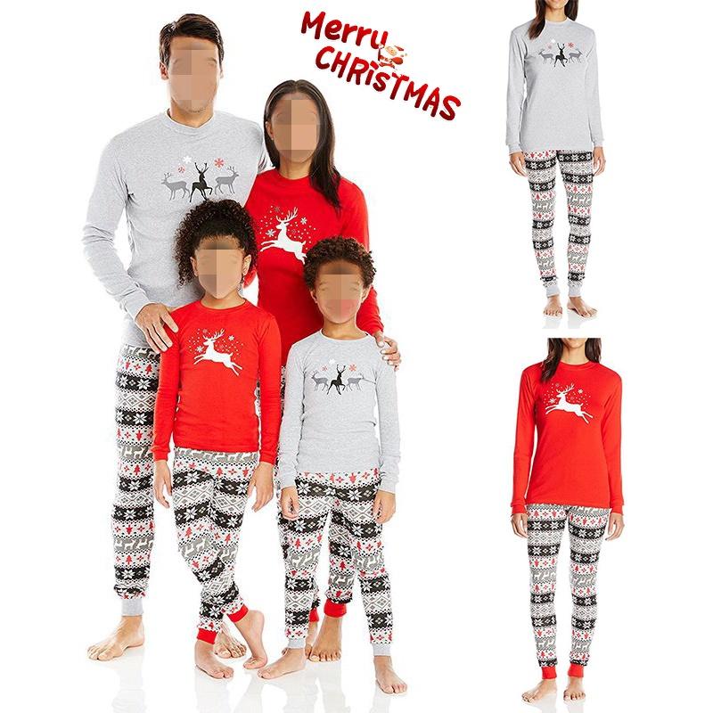 Comfy Family-matching Christmas Pajamas Sleepwear Set Women Men Kids Long Sleeve Deer Nightwear
