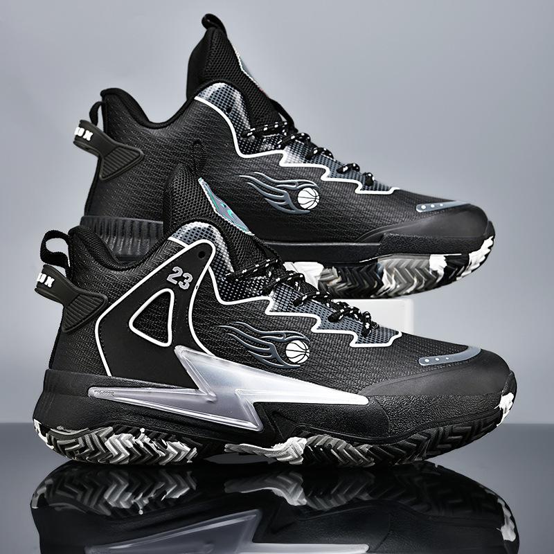 Basketball shoes men's new 2025 leather surface high-top sports shoes non-slip rubber sole competition shoes friction sound