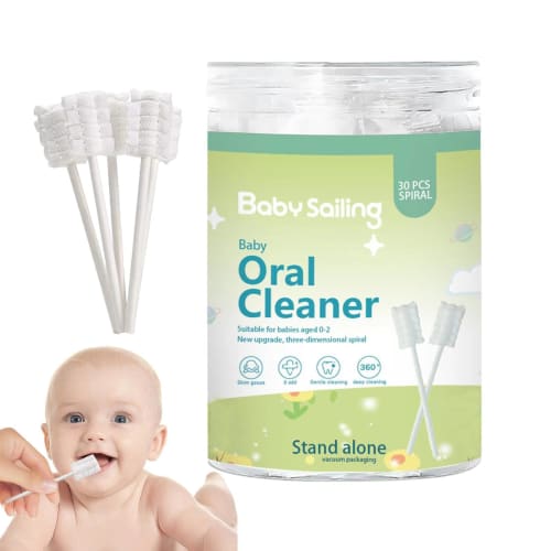 Baby Tongue Cleaner, Newborn Tongue Cleaner, Pack of 30, Upgraded Disposable Oral Gauze Tongue Cleaner with Paper Handle | Double-Ply Cotton Thread Or
