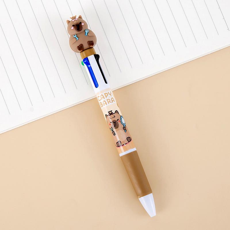 Cartoon Capybara 6-Color Ballpoint Pen Cute Multicolored Gel Pen Durable Pressing Pens School Office Supplies Student Stationery