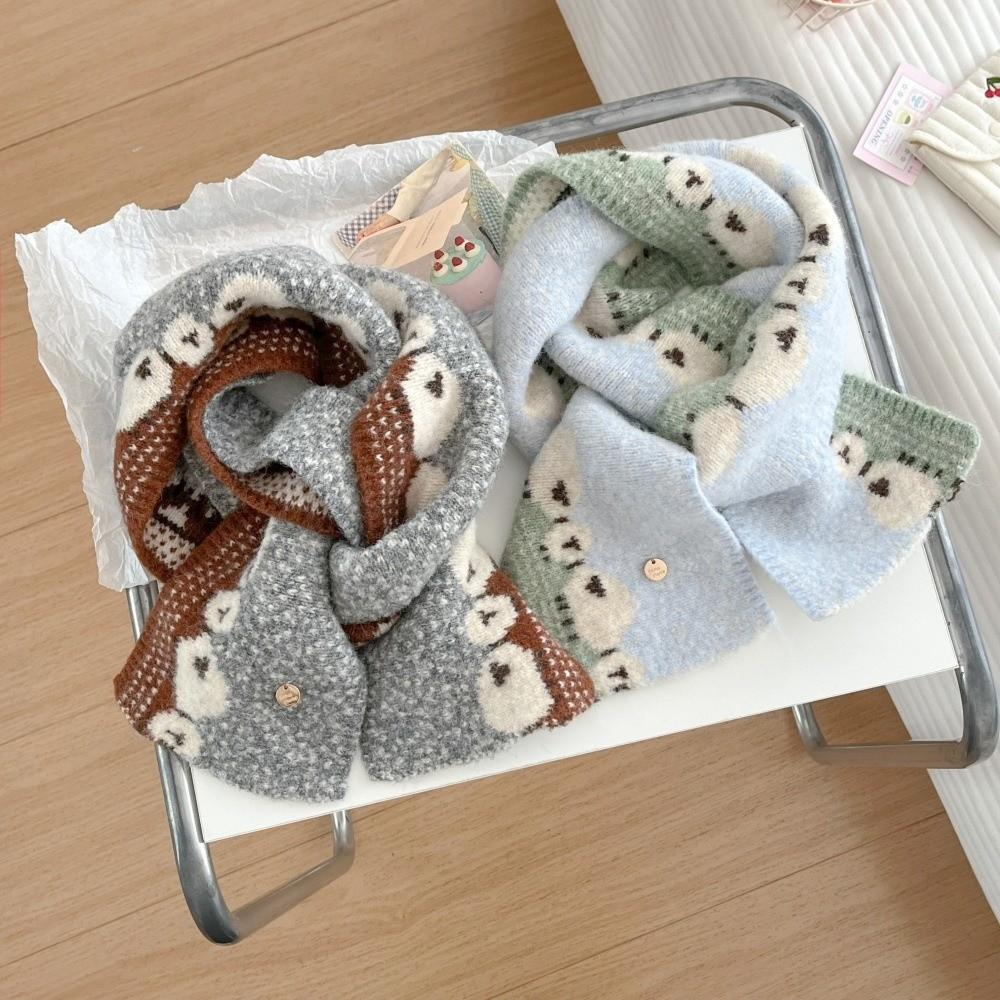Soft Knitted Scarf Cute Sheep Printed Neck Warmer Fashion Warm Shawl for Women