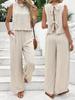 Women's Vest And Trousers Set - Fashionable Hollow-Out Two-Piece Set