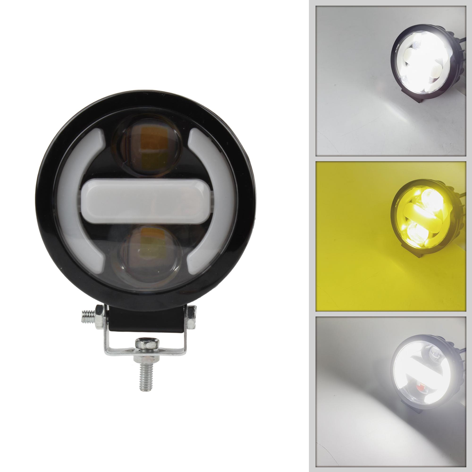 

Universal 3.5 inch Motorcross Additional LED Spotlight White Yellow Light Motorcycle Hi/Lo Driving Fog Lamp For Yamaha Suzuki