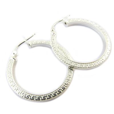 [P1686] - Silver 'Rhodes' Hoop Earrings - 25 Mm 2 Mm