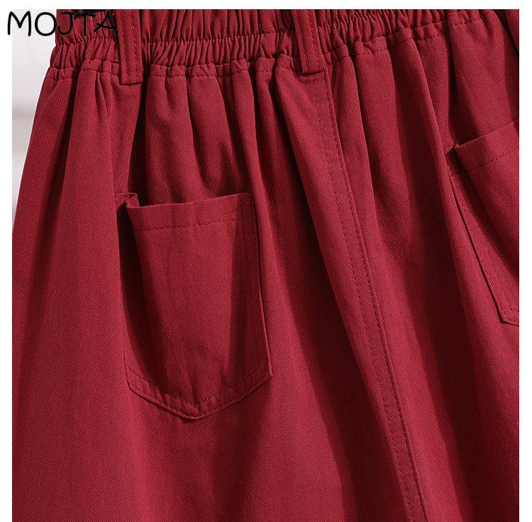 MOJTA Women's High Waist Loose A-line Skirt Spring Autumn Plus Size Elastic Casual Short Skirt