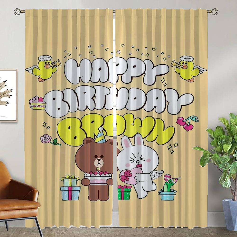 Modern Living Room L-line Friends Curtains 2 Pieces Halloween Decoration Blackout Curtain Partition Curtains for Bedroom Shades