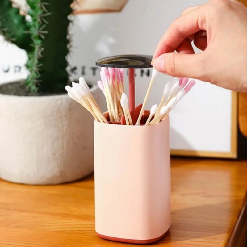 1/2 Stück Kreative Automatische Pop-up-Press-Zahnseidebox Haushalt Wattepadbox Zahnstocherhalter Legen Sie Kommerzielle Zahnstocherbox