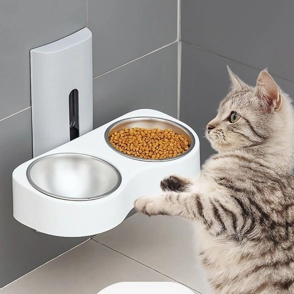 Space Saving Cats Watering Bowl Double Bowl Pet Feeding Bowl Dog Eatting Bowl  for Small Dogs