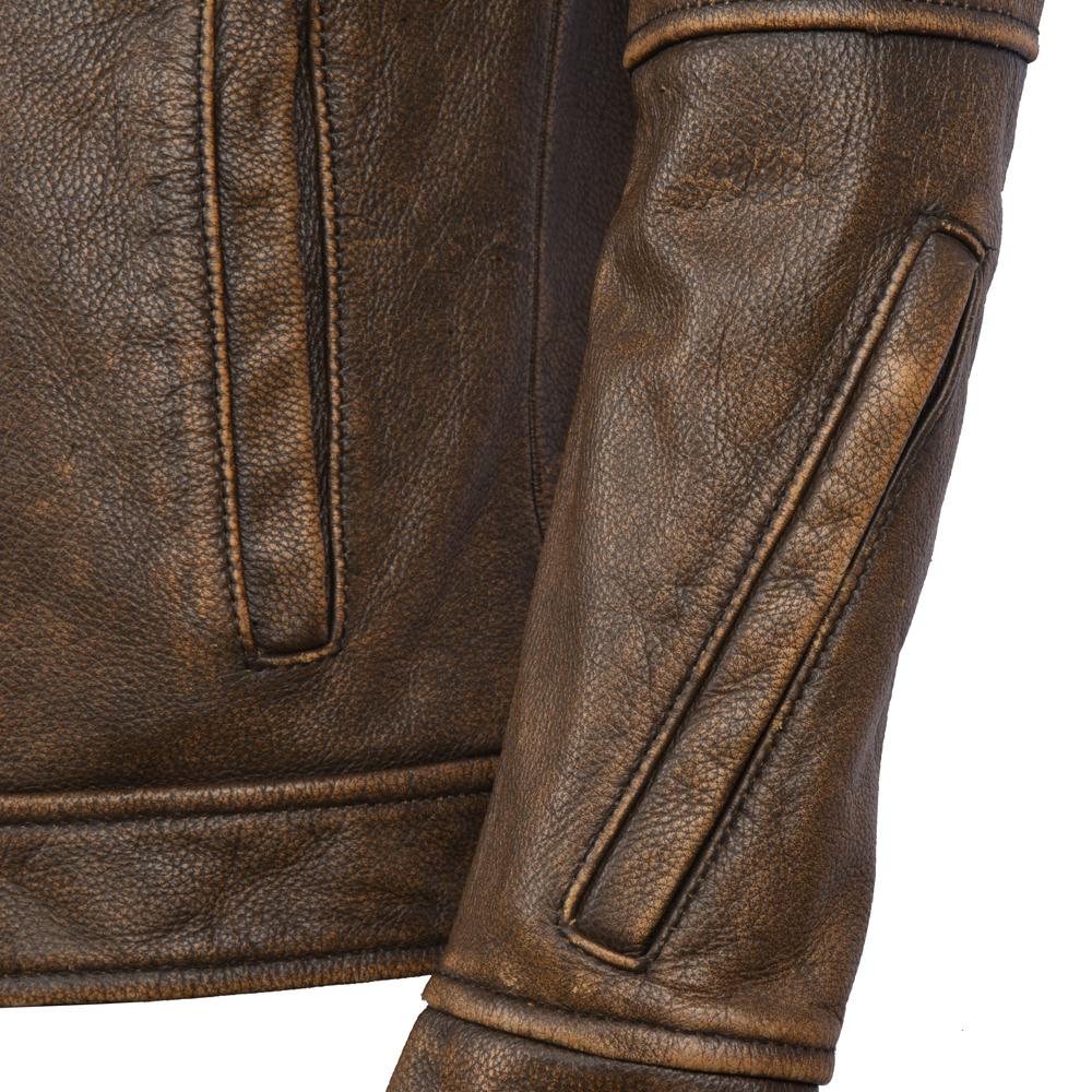 Vintage Genuine Leather Jacket Men Cowhide Yellow Brown Natural Cow Leather Jackets Man Leather Coat Autumn Clothing