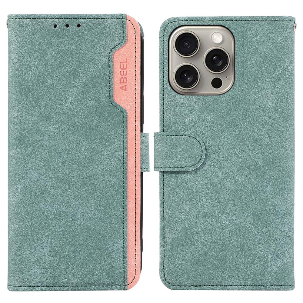 ABEEL For iPhone 16 Pro Max Leather Case RFID Blocking Anti-Scratch Wallet Phone Cover