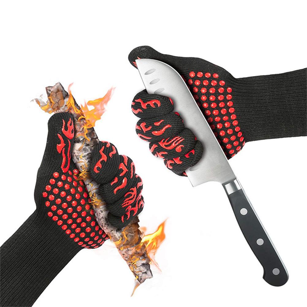 BBQ Grill Heat Resistant Gloves, 1472°F/800°C Extreme Heat Resistant Barbecue Gloves, Anti-slip Silicone Oven Mitts For Cooking Baking Grill Smoker