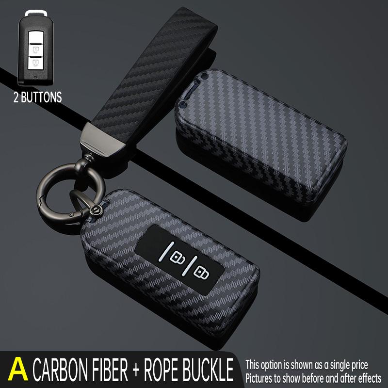 Abs Carbon Fiber Car Key Case Cover For Mitsubishi Xpander Outlander Asx Pajero Eclipse Cross Montero Protector Accessories