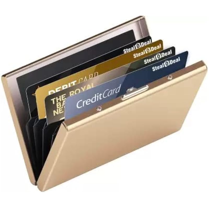 Stealodeal Golden Metal Water-Resistant Stainless Steel Debit/Credit Business ATM 6 (Unisex) Card Holder (Set of 1, Gold