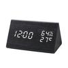 Temperature and Humidity Wooden Clock Electronic Alarm Clock Digital Clock Triangular Wooden Clock