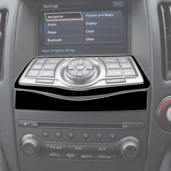 2Pcs Glossy Piano Black Navigation System Control Cover Trim For Nissan 370Z