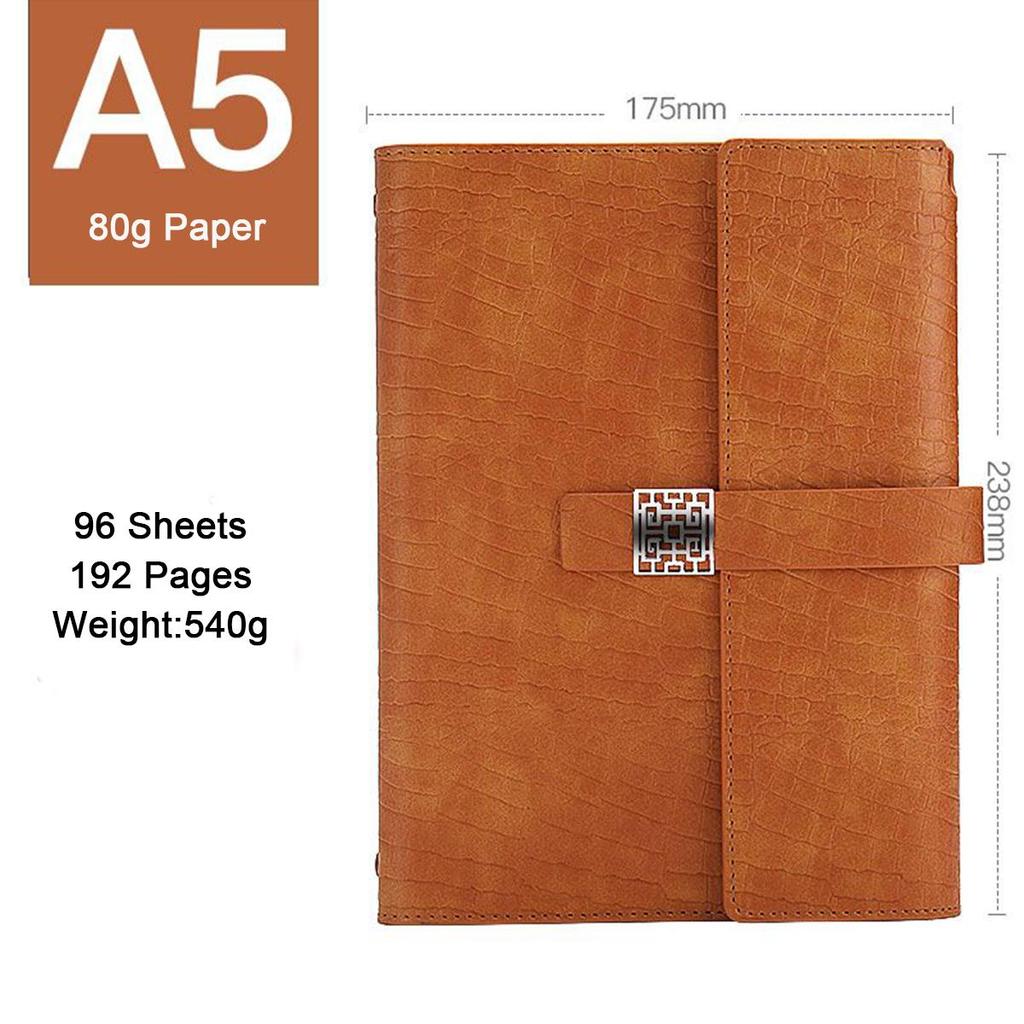 Leder A5 Schnalle Studenten-Fachnotizbuch, Business Loseblatt-Notizblock, Tagebuch, Arbeitsbesprechungs-Protokollbuch, Reisetagebuch, austauschbare Innenseiten