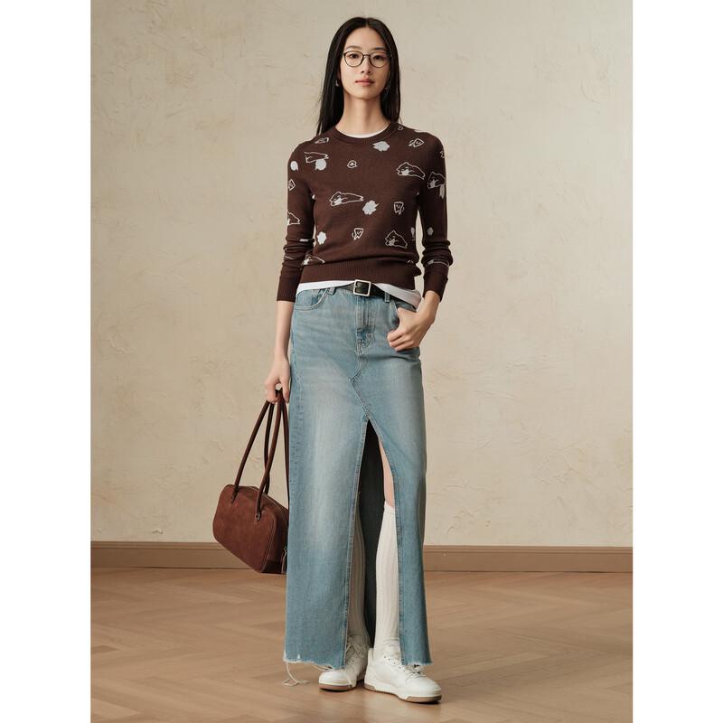 JUZUI Women's Animal Wool Blend Pullover Knit Sweater JWEQ31018