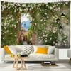 Window Landscape Tapestry For Decoration 3D Romantic Flowers Tapestry Home Painting Psychedelic Forest Tapestries Wall Hanging Premium Quality