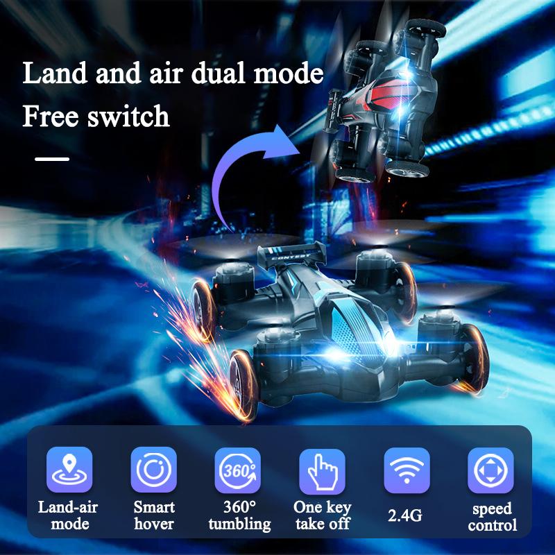 Land-Air Mini Drone Plane Aircraft Dual-Mode Mini Four-Axis Remote Control Aircraft Tumbling Light Unmanned Vehicle Toy