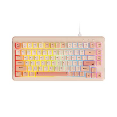 Lenovo K2-82 Wired Silent Mechanical Feel Keyboard 82 Keys RGB Lighting Ergonomic Wired Office Keyboard Quartz Pink