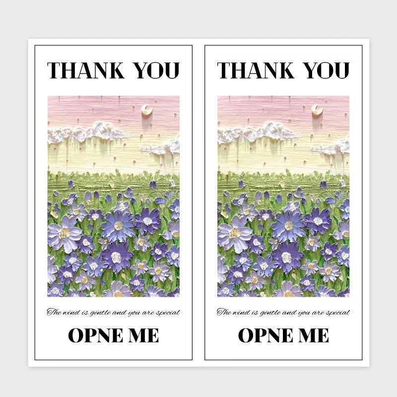 

50 шт. INS красивая картина маслом пейзажа спасибо запечатывание наклейки пузырчатый пакет самолет коробка экспресс-доставки DIY этикетка украшение