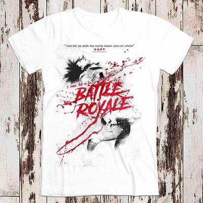 Camiseta de Battle Royale, 100 % algodón, 230 g/m², póster del torneo de la isla japonesa, meme, divertida, vintage, gamer, película de culto, música, para adultos, 8044