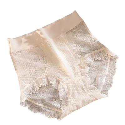 Ladies' High Waist Abdominal Tightening Hip Lifting Lace Underwear Lingerie Cotton Crotch Seamless Summer Thin Sexy Panties