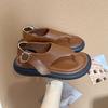 Fashion thick-soled toe sandals female summer 2025 new fairy wind soft-soled pinched feet student Roman beach shoes