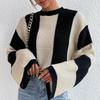 Lady Outwear Pullovers Striped Loose Fit Knitted Pullovers Women Autumn Spring Fashion Long Sleeve Knitwear Sweater Sexy