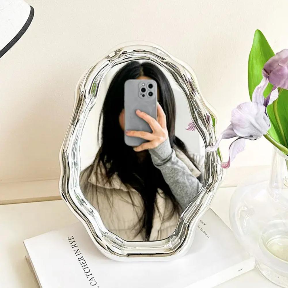 Creative Cosmetic Mirror Irregular Shape Living Room Table Decoration Cute Cloud Cosmetic Mirror Indoor Aesthetic Decoration