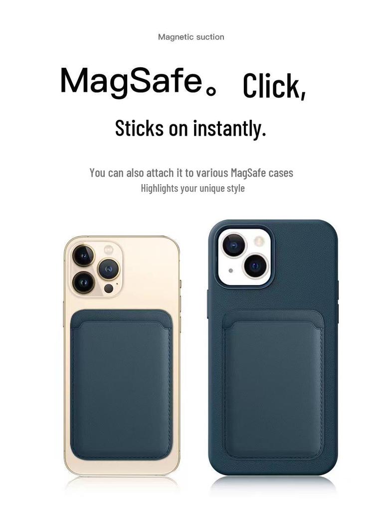 Magnetic Leather Card Holder Case for iPhone 14/13/12 with MagSafe Compatibility
