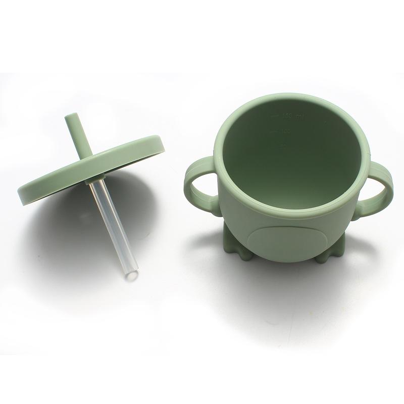 Penguin Silicone Straw & Snack Cup for Infants - 2-in-1 Learning Cup for Babies