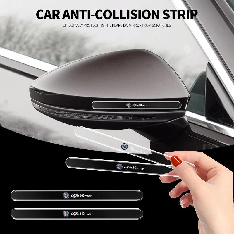 KCWH1 4pcs Transparent Car Door Rearview Mirror Protection Strip For Alfa Romeo 156 159 147 4C 8C 166 Giulia Giulietta Mito Stelvio