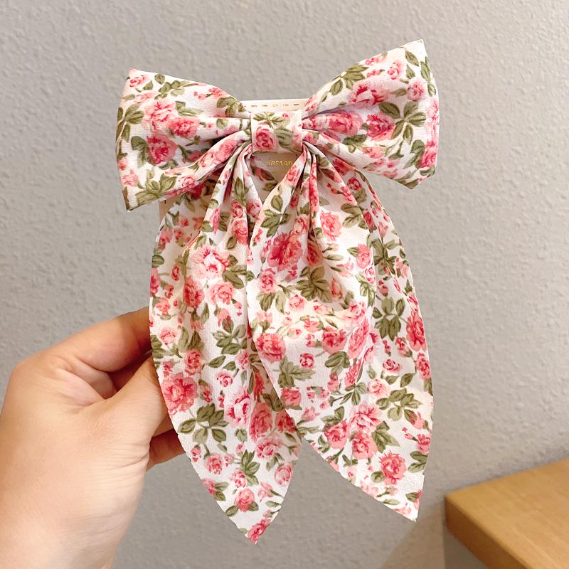 Retro French Pastoral Floral Bow Hairpin for Women