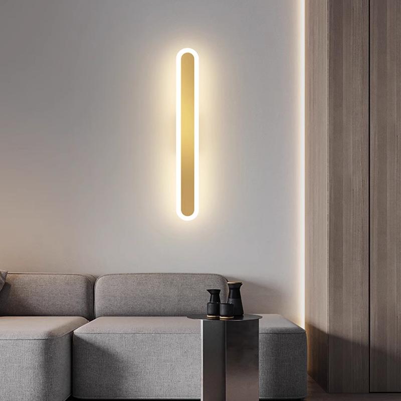 Modern Simple Acrylic Indoor Wall Lamp Bedroom Bedside Lamp Long Staircase Lamp Background Wall Lamp Gold/Black Lighting Fixture