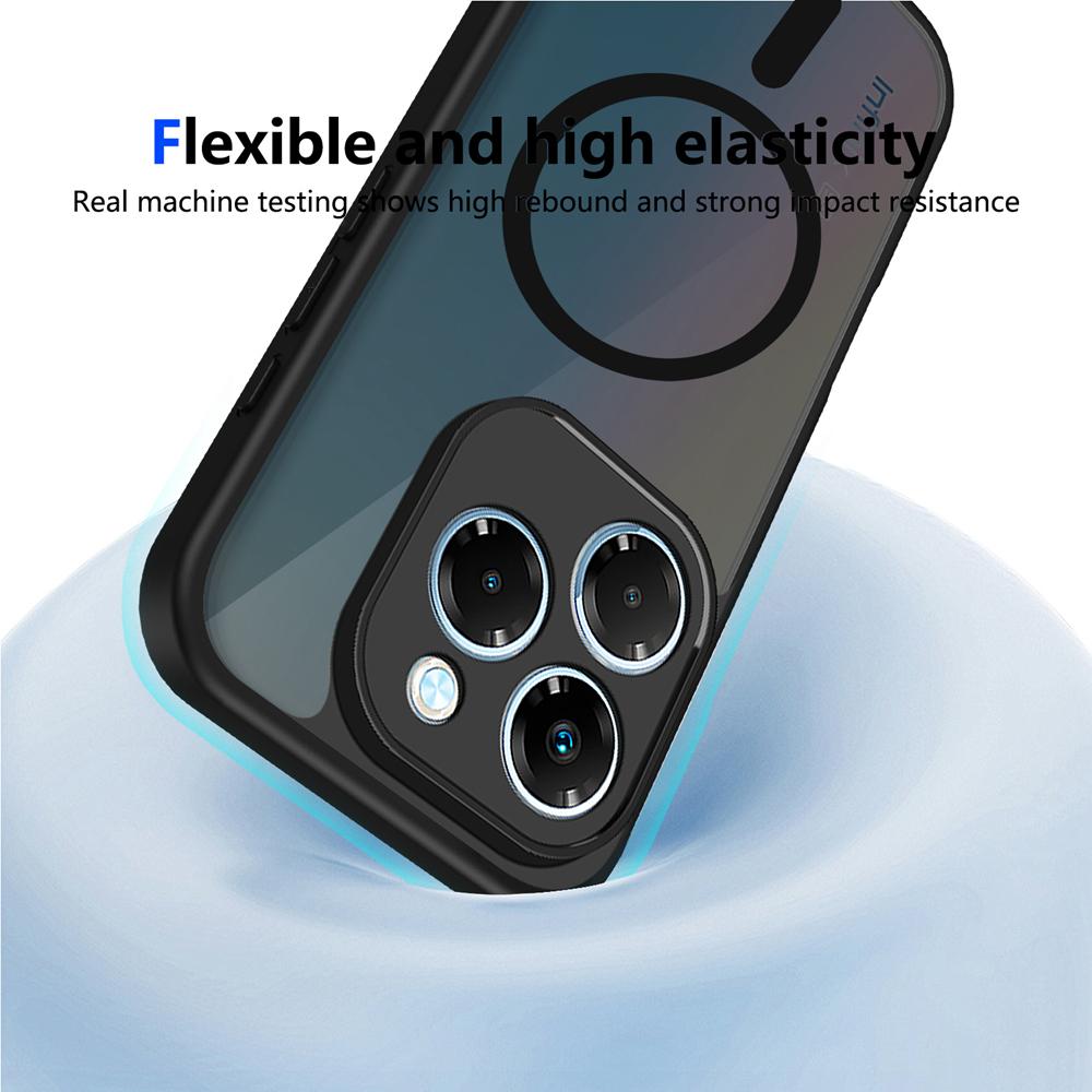 KEYSION Magnetic Phone Case for for Infinix Smart 8 Soft Silicone+PC Matte Translucent Shockproof Back Cover for Infinix Hot 40i