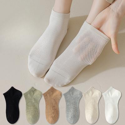 Damen Frühling und Sommer Reine Baumwolle Deodorant Nahtlos Schweißabsorption Atmungsaktives Mesh Einfarbig Kurze Socken