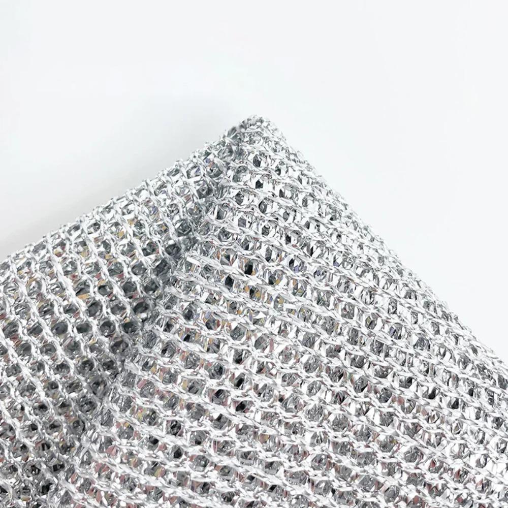 6pcs Reusable Steel Wire Cleaning Cloths Silver Double Layer Dish Towels No Damage To Pot Wet and Dry Use Dishes Cleaning Rags