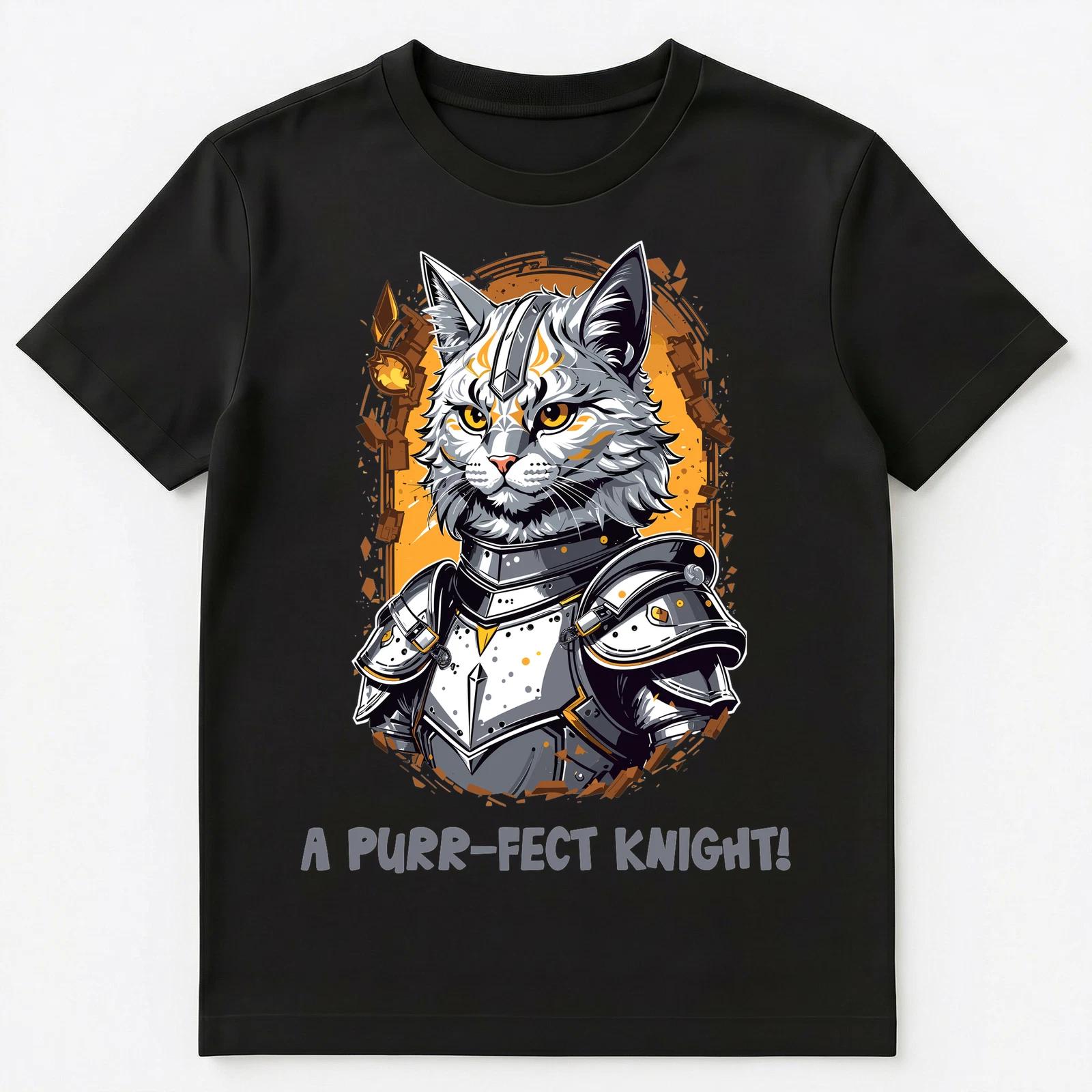 Funny Cat Knight Wearing Armor Pun Unisex T-Shirt 4XL