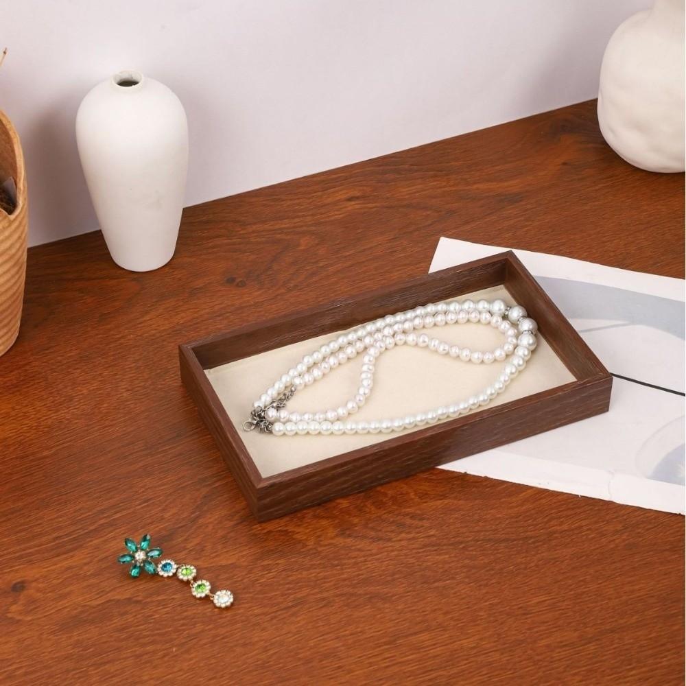 23X13X3CM Jewelry Tray Velvet Surface Flannel Lining Display Tray Walnut Material Exquisite Design Storage Solution Display