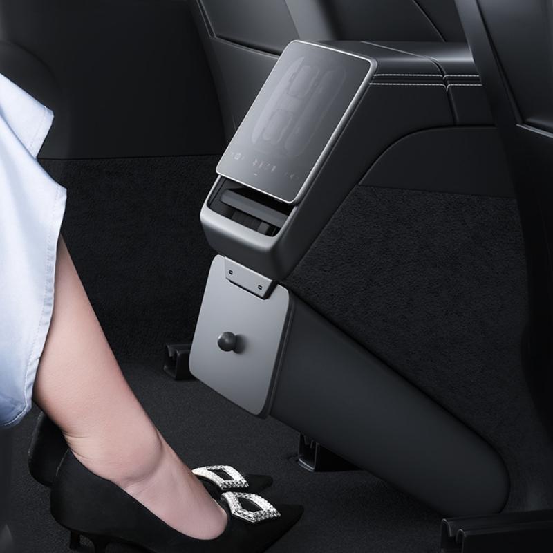 Double Purpose Auto Trash Can & Storage Box Secure Magnetic Mounting ABS Plastic Small Rear Seat Accessory for ModelY/3