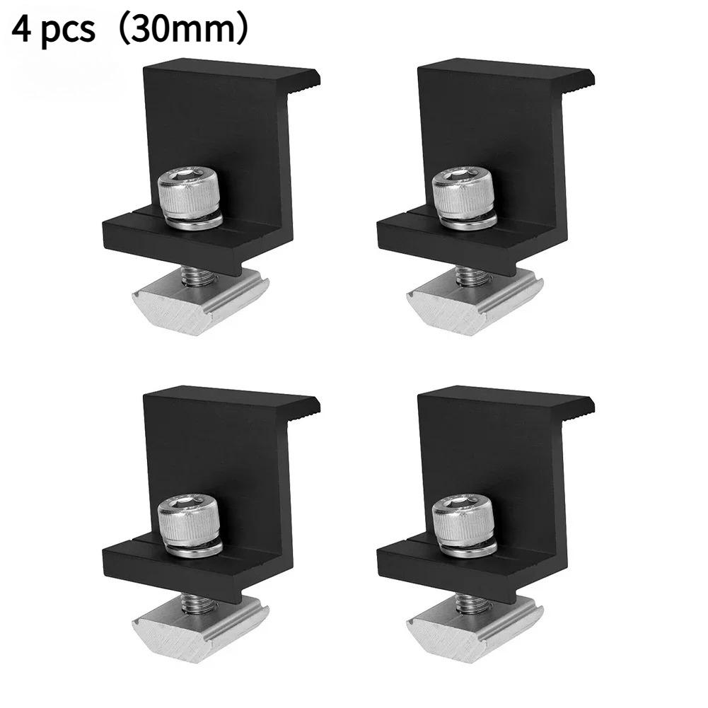 4 Pcs Aluminum Alloy Black Edge Press Edge Card Solar Panel PV Bracket Accessories Press Block Solar PV Mounting Clamp Set